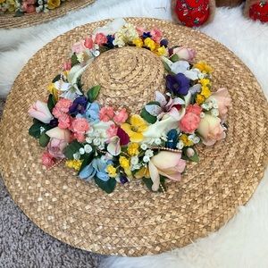Floral vintage big hat women